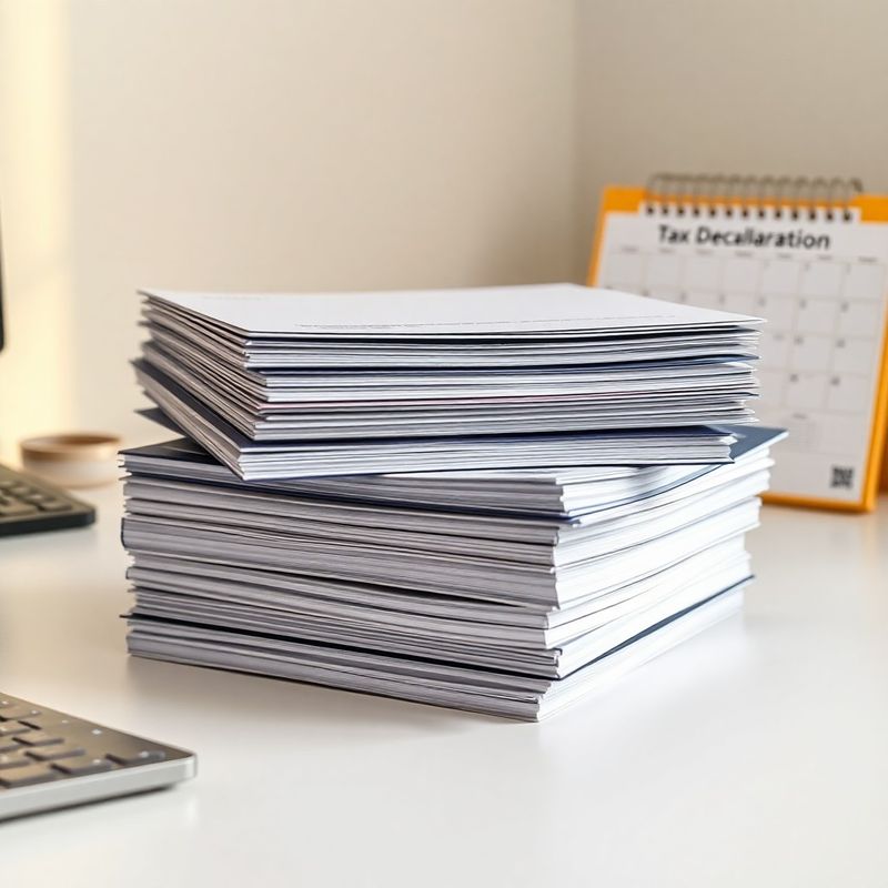 Dosare oficiale de declarații fiscale românești pe un birou minimalist
